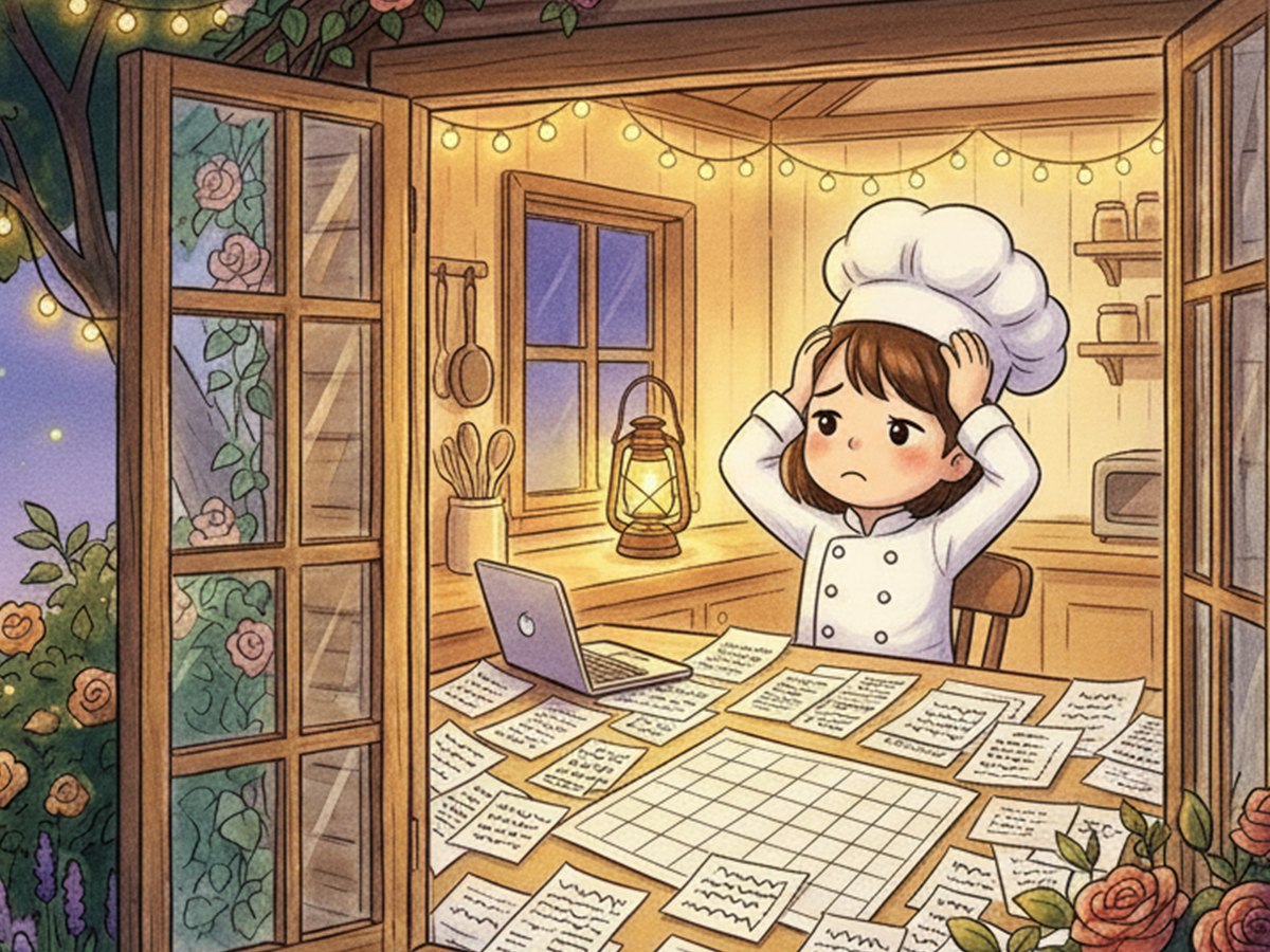 シフト表を前に頭を抱えるパティシエちゃん
