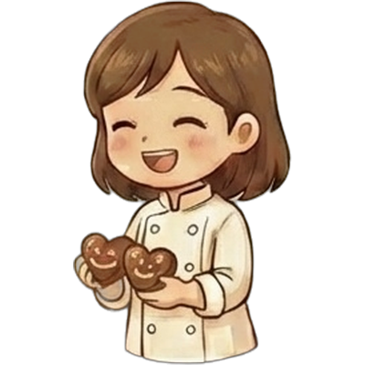 クッキーを持って笑うパティシエちゃんのイラスト